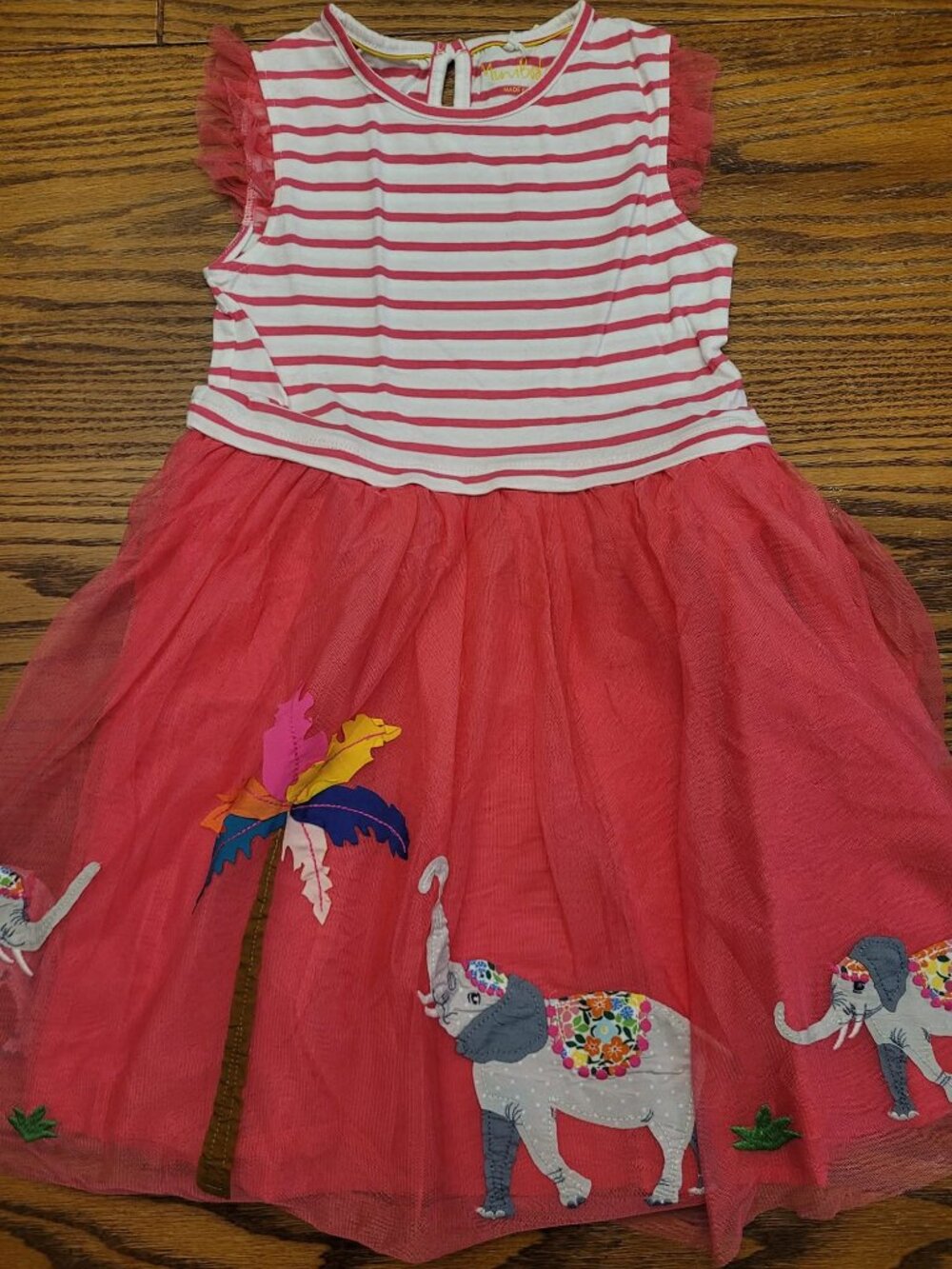 New With Tags Mini Boden ponk elephant tulle dress - 7-8 - Girls Summer.